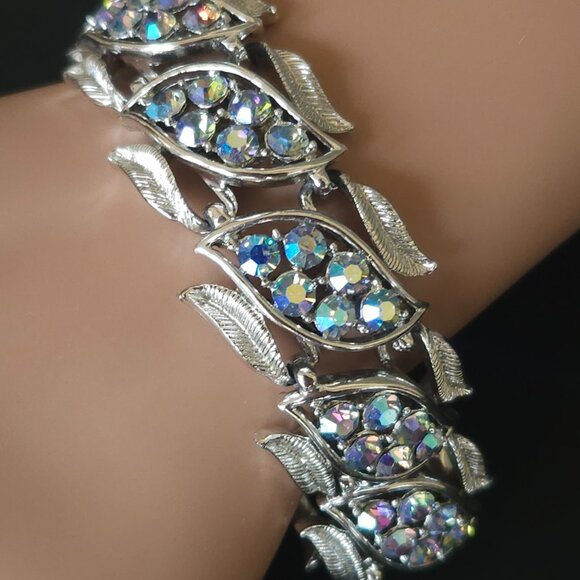 Vintage Coro Blue AB Rhinestone Bracelet - Picture 3 of 8